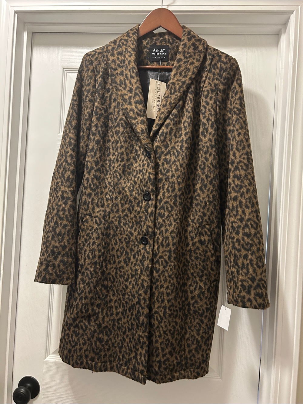 Ashley Graham Leopard Print Trench Coat in Brown and Black